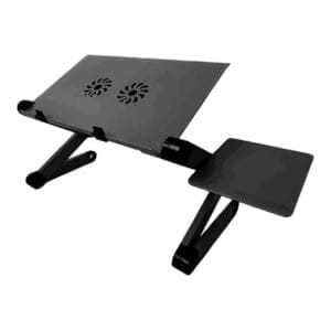 Hopfällbart Laptopbord med Kylhål & Mus-ställ, Svart