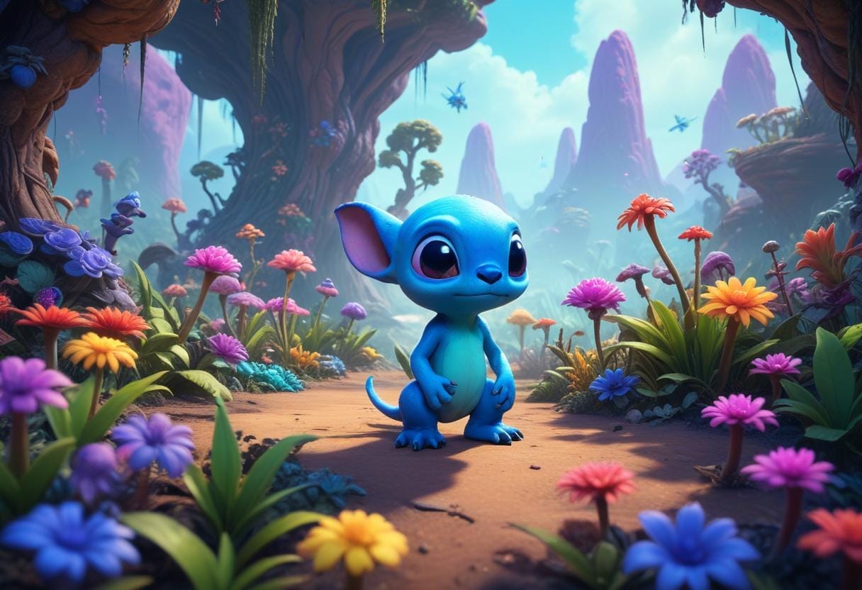 Låt oss dyka in i världen av Stitch! illustration
