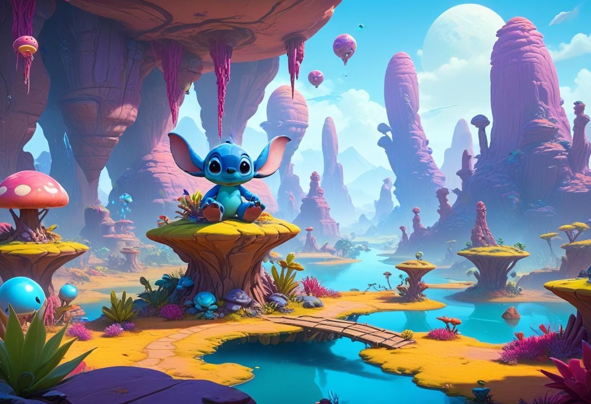 Spel och skratt med Stitch illustration